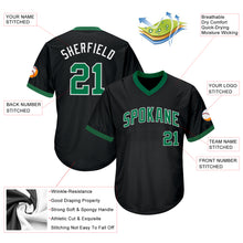 Load image into Gallery viewer, Custom Black Kelly Green-White Authentic Throwback Rib-Knit Baseball Jersey Shirt
