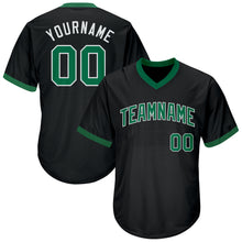 Load image into Gallery viewer, Custom Black Kelly Green-White Authentic Throwback Rib-Knit Baseball Jersey Shirt
