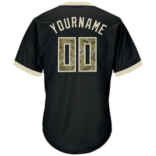 Load image into Gallery viewer, Custom Black Camo-Cream Authentic Throwback Rib-Knit Baseball Jersey Shirt