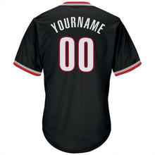 Load image into Gallery viewer, Custom Black White-Red Authentic Throwback Rib-Knit Baseball Jersey Shirt