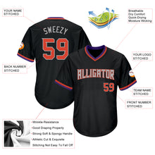 Load image into Gallery viewer, Custom Black Orange-Gray Authentic Throwback Rib-Knit Baseball Jersey Shirt