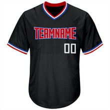 Load image into Gallery viewer, Custom Black White-Red Authentic Throwback Rib-Knit Baseball Jersey Shirt