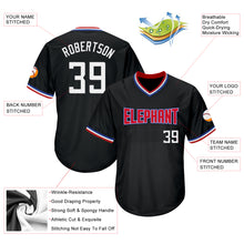 Load image into Gallery viewer, Custom Black White-Red Authentic Throwback Rib-Knit Baseball Jersey Shirt