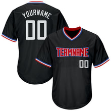 Load image into Gallery viewer, Custom Black White-Red Authentic Throwback Rib-Knit Baseball Jersey Shirt