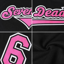 Load image into Gallery viewer, Custom Black Pink-Light Blue Authentic Throwback Rib-Knit Baseball Jersey Shirt