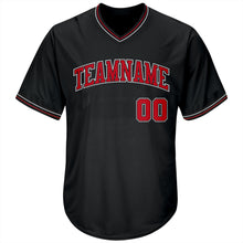 Load image into Gallery viewer, Custom Black Red-White Authentic Throwback Rib-Knit Baseball Jersey Shirt