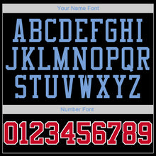 Load image into Gallery viewer, Custom Black Red-Light Blue Authentic Throwback Rib-Knit Baseball Jersey Shirt