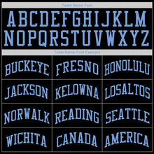 Load image into Gallery viewer, Custom Black Red-Light Blue Authentic Throwback Rib-Knit Baseball Jersey Shirt