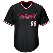Load image into Gallery viewer, Custom Black White-Maroon Authentic Throwback Rib-Knit Baseball Jersey Shirt
