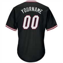 Load image into Gallery viewer, Custom Black White-Maroon Authentic Throwback Rib-Knit Baseball Jersey Shirt
