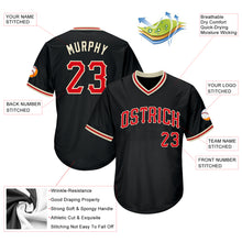 Load image into Gallery viewer, Custom Black Red-Cream Authentic Throwback Rib-Knit Baseball Jersey Shirt