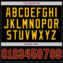 Load image into Gallery viewer, Custom Black Maroon-Gold Authentic Throwback Rib-Knit Baseball Jersey Shirt