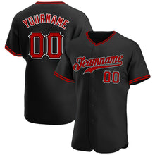 Load image into Gallery viewer, Custom Black Red-White Authentic Baseball Jersey
