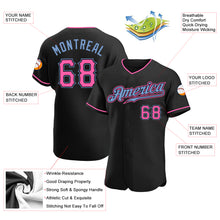 Load image into Gallery viewer, Custom Black Pink-Light Blue Authentic Baseball Jersey