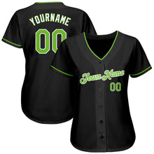 Load image into Gallery viewer, Custom Black Neon Green-White Authentic Baseball Jersey