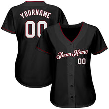Load image into Gallery viewer, Custom Black White-Crimson Authentic Baseball Jersey