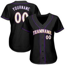 Load image into Gallery viewer, Custom Black White-Purple Authentic Baseball Jersey