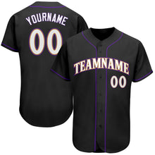 Load image into Gallery viewer, Custom Black White-Purple Authentic Baseball Jersey