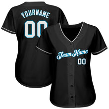 Load image into Gallery viewer, Custom Black White-Panther Blue Authentic Baseball Jersey