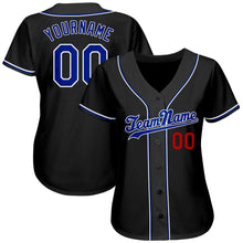 Load image into Gallery viewer, Custom Black Royal-Red Authentic Baseball Jersey