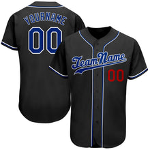 Load image into Gallery viewer, Custom Black Royal-Red Authentic Baseball Jersey