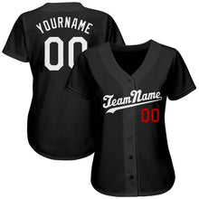 Load image into Gallery viewer, Custom Black White-Red Authentic Baseball Jersey