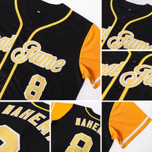 Load image into Gallery viewer, Custom Black Gold-White Authentic Two Tone Baseball Jersey