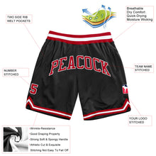Load image into Gallery viewer, Custom Black Red-White Authentic Throwback Basketball Shorts