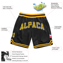 Load image into Gallery viewer, Custom Black Gold-White Authentic Throwback Basketball Shorts