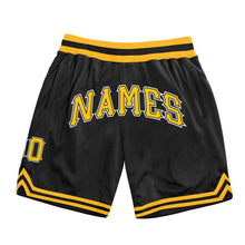 Load image into Gallery viewer, Custom Black Gold-White Authentic Throwback Basketball Shorts