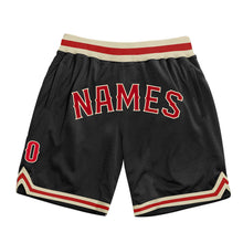 Load image into Gallery viewer, Custom Black Red-Cream Authentic Throwback Basketball Shorts