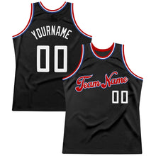 Load image into Gallery viewer, Custom Black White-Red Authentic Throwback Basketball Jersey