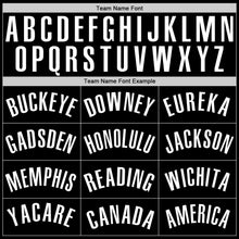 Load image into Gallery viewer, Custom Black White Authentic Throwback Basketball Jersey