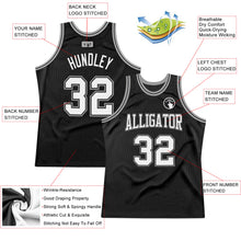 Load image into Gallery viewer, Custom Black White-Silver Authentic Throwback Basketball Jersey