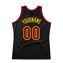 Load image into Gallery viewer, Custom Black Maroon-Gold Authentic Throwback Basketball Jersey