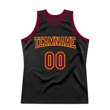 Load image into Gallery viewer, Custom Black Maroon-Gold Authentic Throwback Basketball Jersey