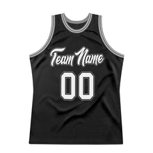 Load image into Gallery viewer, Custom Black White-Gray Authentic Throwback Basketball Jersey