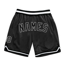 Load image into Gallery viewer, Custom Black Black-White Authentic Throwback Basketball Shorts
