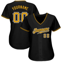 Load image into Gallery viewer, Custom Black Gold-White Authentic Baseball Jersey