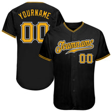 Load image into Gallery viewer, Custom Black Gold-White Authentic Baseball Jersey