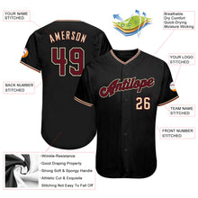 Load image into Gallery viewer, Custom Black Crimson-City Cream Authentic Baseball Jersey