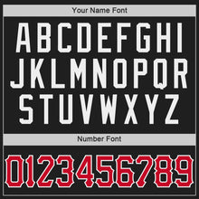 Load image into Gallery viewer, Custom Black Red-White Authentic Throwback Basketball Jersey