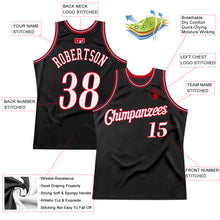 Load image into Gallery viewer, Custom Black White-Red Authentic Throwback Basketball Jersey