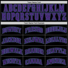 Load image into Gallery viewer, Custom Black Purple-Light Blue Authentic Throwback Basketball Jersey