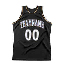 Load image into Gallery viewer, Custom Black White-Old Gold Authentic Throwback Basketball Jersey