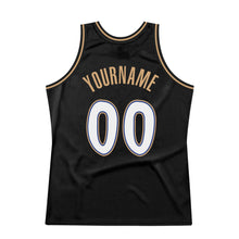 Load image into Gallery viewer, Custom Black White-Old Gold Authentic Throwback Basketball Jersey