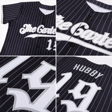 Load image into Gallery viewer, Custom Black Gray Pinstripe White-Gray Authentic Baseball Jersey
