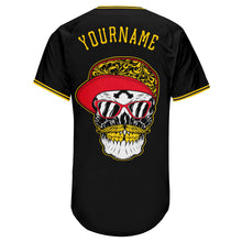 Load image into Gallery viewer, Custom Black Gold-White Authentic Skull Fashion Baseball Jersey