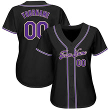 Load image into Gallery viewer, Custom Black Purple-White Authentic Baseball Jersey