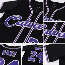 Load image into Gallery viewer, Custom Black Purple-White Authentic Baseball Jersey